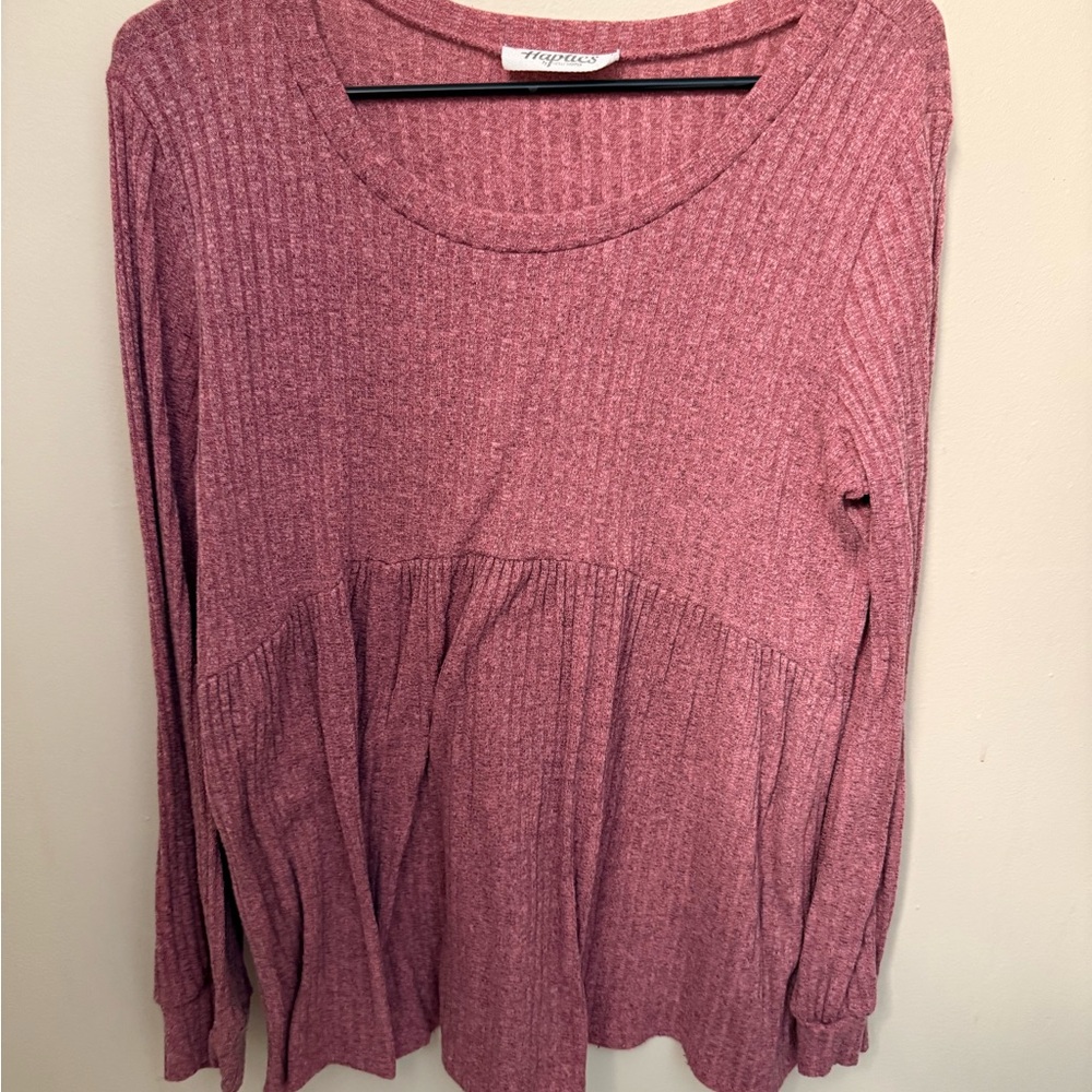Harper Women's Textured Long Sleeve Top - Mauve